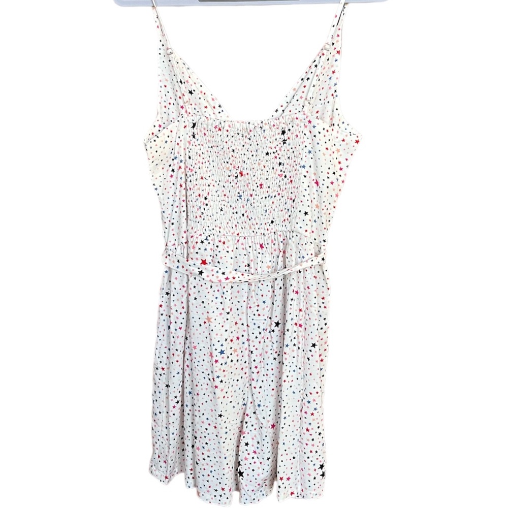 NWT LOFT White Multicolor Stars Twist Open Front Shorts Romper Size 4 - Picture 3 of 12